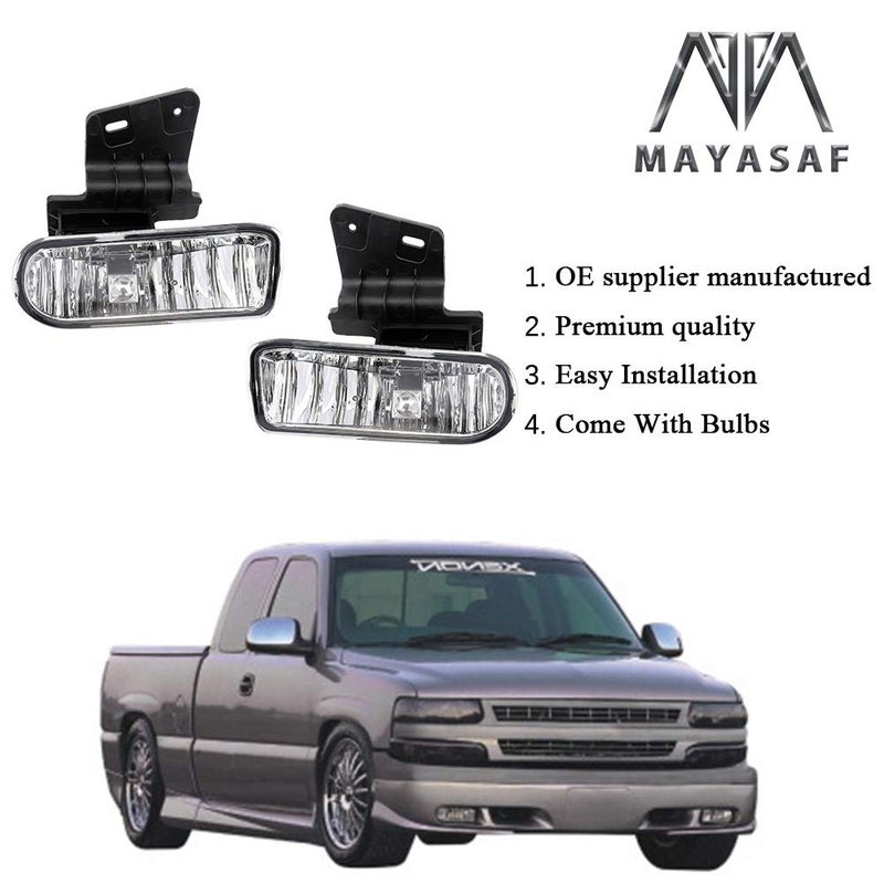 MAYASAF Clear Lens Fog Light Pair of Bumper Fog Lamp Assembly Compatible for 1999 2000 2001 2002 Silverado 1500/2500/3500, 2000-2006 Suburban Tahoe Exclude Z71 - Image 3